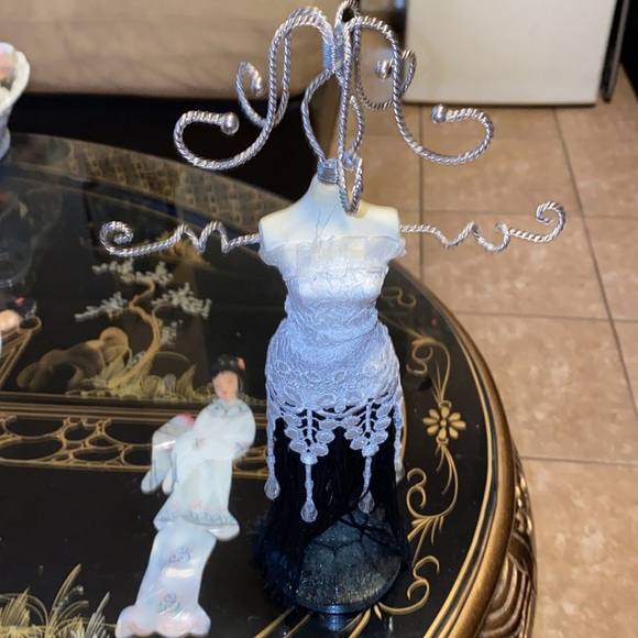 BX49 Jewelry Stand Display Holder Mannequin Embellished White Black Evening Gown - Picture 2 of 5